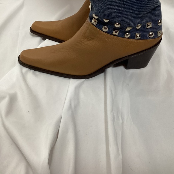 Stuart Weitzman Studded Denim & Leather Boots - Size 7M - Picture 12 of 13